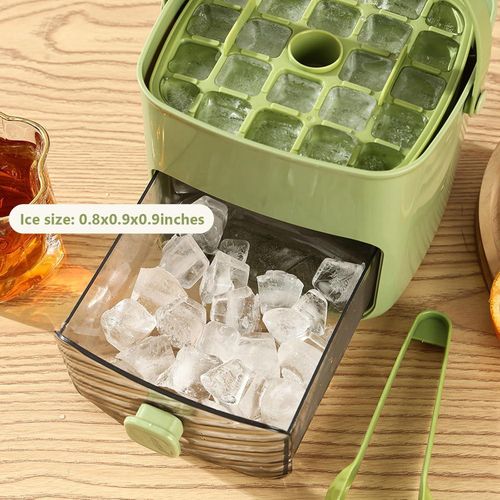 Ice Cube Tray with Lid and Bin, Ice Trays for Freezer, Flexible Ice Cube Trays,2 Pack for Freezer, 48 Pcs Ice Cube Mold with Ice Scoop for Personal Use in Whiskey, Cocktail, Coffee and DIY(White)