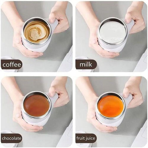 Automatic Magnetic Stirring Coffee Cup, 380ml Auto Self Stirring Coffee Mug Stainless Steel Cup Electric Smart Mug, Rotating Office Travel Mixing Cup for Hot Chocolate Cocoa Milk Latte Tea, MULTICOLOR