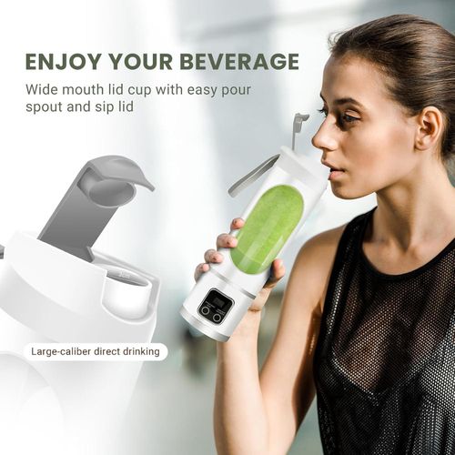 Portable personal electric USB juicer, 450ML mini blender, capable of making milkshakes and smoothies, 12 blades, compact, convenient, and multifunctional (white)