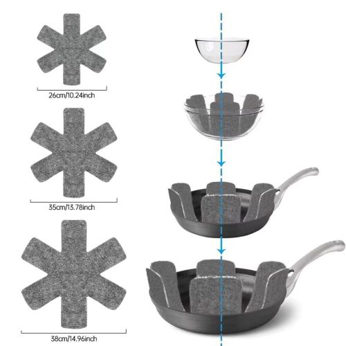 addigoes 【Clearance Sale】12-Piece Pot and Pan Protector Set - 3 Sizes of Stacking Dividers &amp; Separator Pads for Cookware Scratch Protection