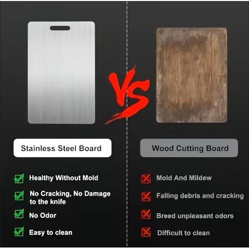 KnMn 34 x 24 CM Stainless Steel Cutting Board Double Sided Design, Household Use for Kitchen and Dining Room