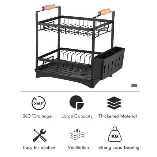 Dish Drying Rack 3-Tier Dish Racks with Detachable Drainboard Chopstick Rack Bowl Holder Storage Rack for Kitchen Counter