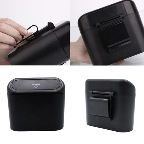 Flushrenic 2-piece mini car trash can with lid, small trash can, leak proof ABS trash can, car interior accessories, household trash can, suitable for cars and offices, with 30 garbage bags