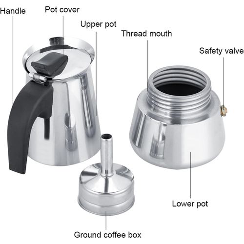 600ml Stainless Steel Filter Stovetop Coffee Maker