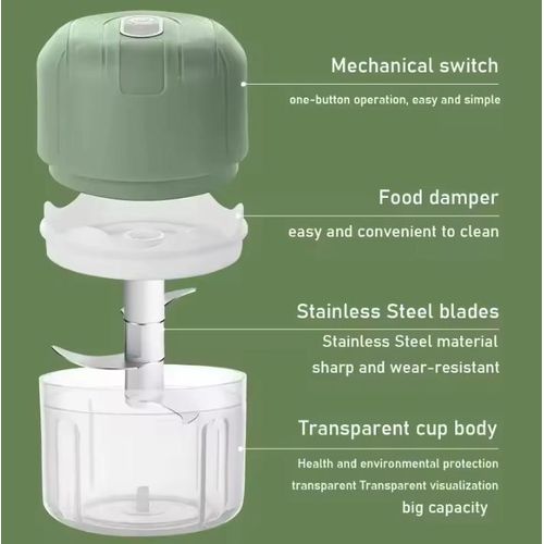 Rechargeable Electric Garlic Masher Garlic Grinder Masher 250ML Onion Chop Vanilla Vegetable Chili Grinder Portable Kitchen Blender