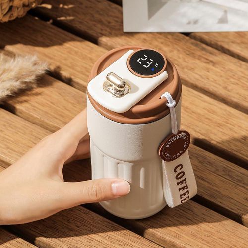 General 450ml travel coffee mug with digital temperature display for hot and cold drinks