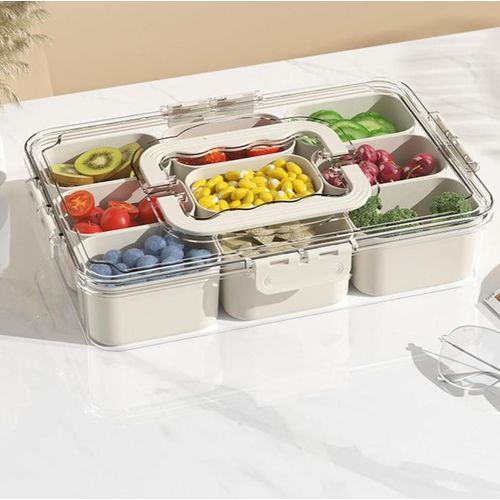 Sealed snack container with 9 compartments for kitchen refrigerator storage
