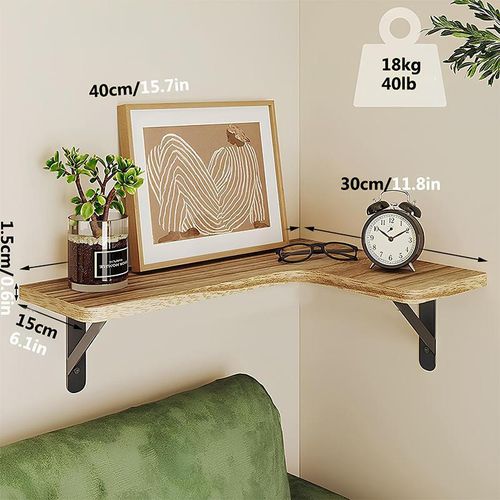Set of 3 Corner Floating Shelves Wall Mounted for Home Decor, Office, Bedroom, Laundry Room