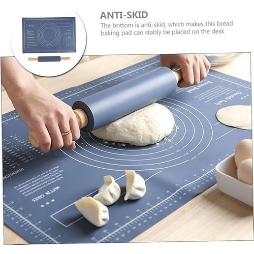 3-piece food grade silicone rolling pin set - blue
