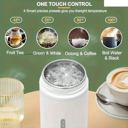 Portable Electric Kettle Stainless Steel 4 Temperature Control Quick Boil Ideal for Home Office Travel