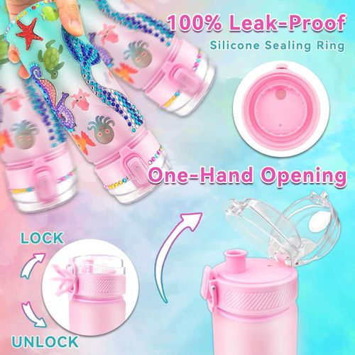 TodyJeyHo Decorate Your Own Water Bottle Kits for Girls Age 4-6-8-10,Unicorn Painting Crafts,Fun Arts and Crafts Gifts Toys for Girls Birthday gift (Mermaid)