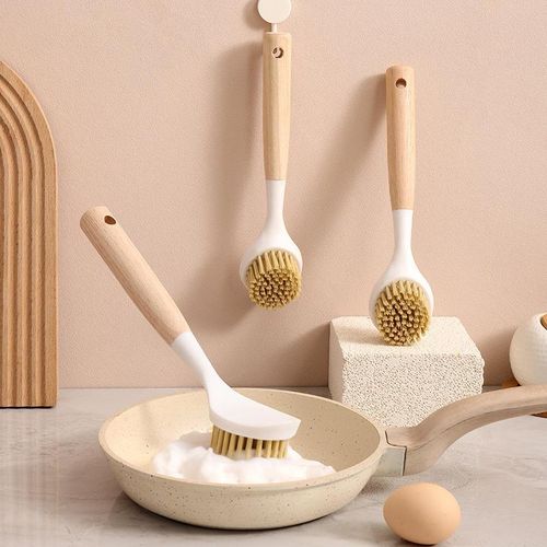 3pcs kitchen cleaning brush, wooden handle pot brush, dish brush