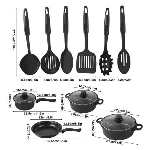 13 piece set of cookware set milk pot soup pot flat bottomed small frying pan lid and shovel to form a pot set