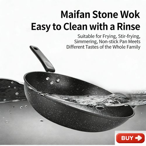 Smartraha life RahaLife 30CM Non Stick Pan Medical Stone Wok Physical Sufuria Cookware Saute Deep Frying Cooking Pots
