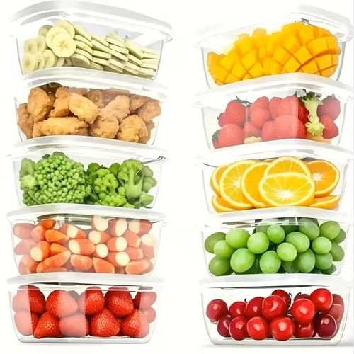 KnMn 10 PCS Stackable Food Storage Containers with Multi Color Lids, BPA-Free Plastic Lunch Boxes, Microwave Safe