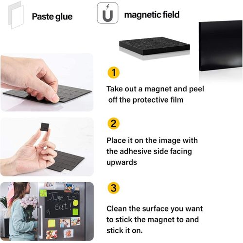 110Pcs Square Magnetic Tape Strip with Adhesive Backin One Side Self Adhesive on The Other Side for Fridge Organisation,Art Project,Classroom
