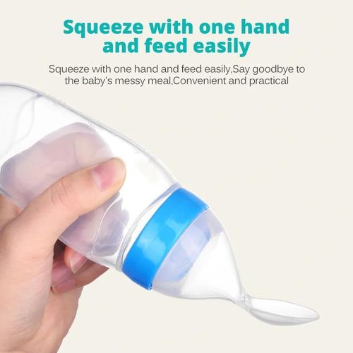 Squeezing Feeding Bottle Silicone Newborn Baby Training Rice Cereal Food Spoon Supplement Feeder Safe Useful Tableware for Kids