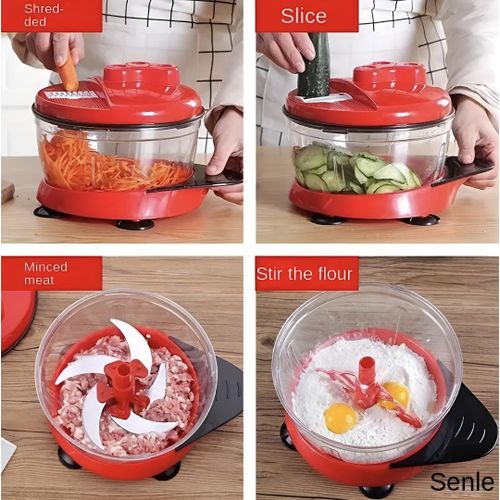 Advenza Manual Vegetable Grinder, Cassava Blender, Garlic Paste Blender, Multi-functional Plastic Food Processor – Suitable for Kitchen and Outdoor Use, Kitchen Cooking Stove Accessories, 3L Big Capacity, Battery-Free