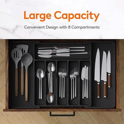 Silverware Drawer Organizer, Expandable Utensil Tray for Kitchen, BPA Free