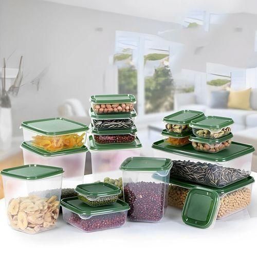 Green 17PCS Plastic Storage Box for Household Food and Fruit Packaging