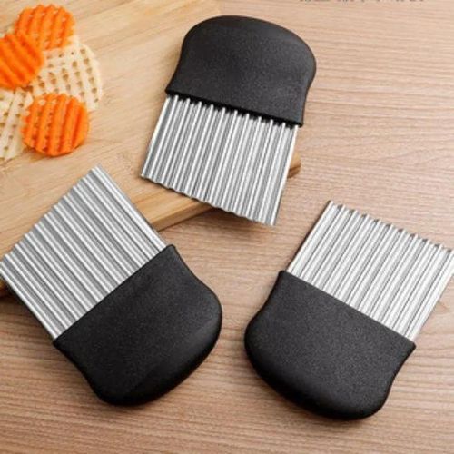 Stainless Steel Potato Chip Slicer Dough Vegetable Fruit Crinkle Wavy Kitchen Knife Cutter Chopper