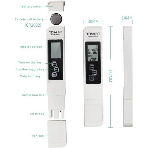 White LCD Digital Salinity and Temperature Meter for Aquariums and Ponds
