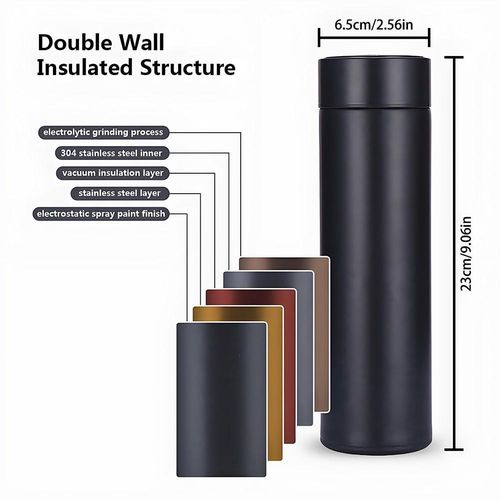 Homemate 500ML Temperature Display Thermos Cup Water Bottle Stainless Steel Divided Thermos Bottle Outdoor Blue Vacuum Flask Insulated Cup Gift