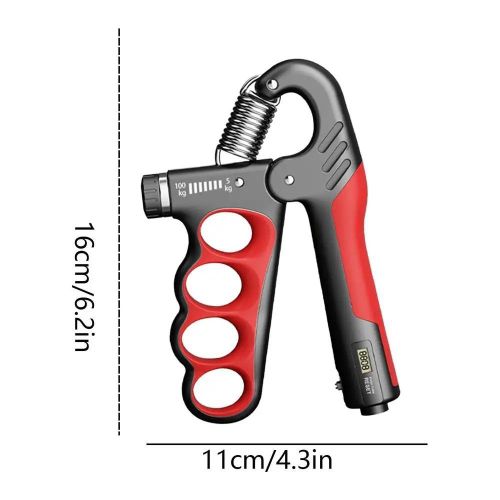 KipFit Adjustable 5-100KG Hand Grip Strengthener with Counter – Forearm and Wrist Exerciser for Muscle Building (RED)