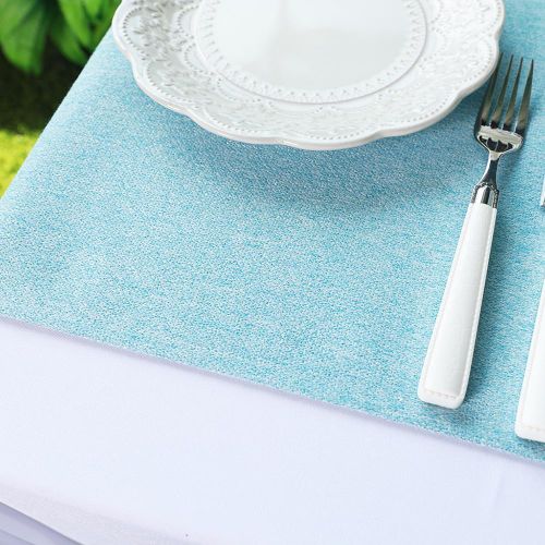 Solid Tablecloth and Table Runner Set, Washable Kitchen Dining Table Decoration for Home Party Decor, Light Blue