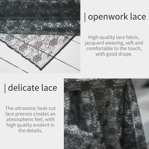 Lace tablecloth black 150x300 cm retro floral lace tablecloth embroidered lace fabric black desktop cover, suitable for holiday retro table cover lace tablecloth party table decoration