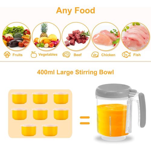 Flushrenic Baby Food Maker,Baby Food Maker with Timer,Large Capacity, Multifunctional Cooking Food Mills for Camping Travel