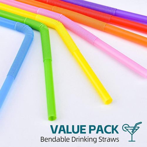 80 Pack Colorful Straws, Plastic Disposable Bendy Straws Extra Long Straws