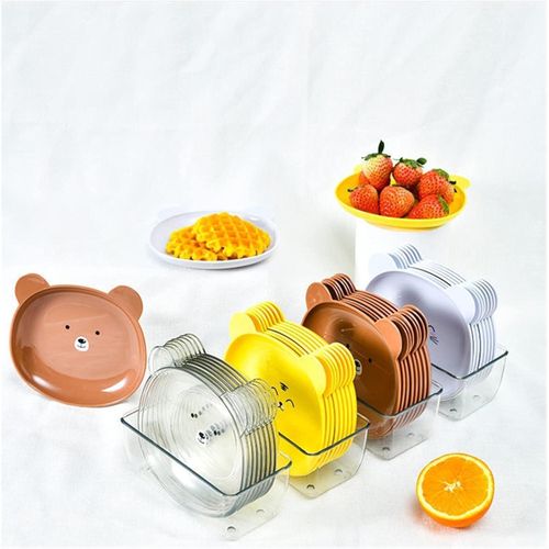 8 Pcs/Set Fruit Trays Serve Snacks Cartoon Bear Head Snack Plates Fruit Plates Household Supplies Clear(Transparent)