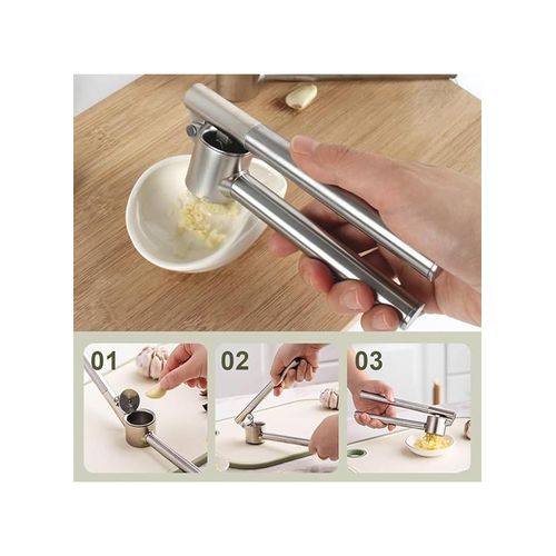 TodyJeyHo Garlic Press Mincer - 304 Stainless Steel Garlic Crusher, Detachable, Heavy-duty, Rust Proof , Professional Garlic Presser Crusher and Peeler Set, Sturdy Ginger Press for Nuts and Seeds, Easy to Clean and Dishwasher