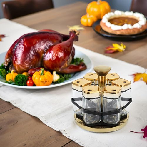 360-degree rotating spice rack with 6 spice jars