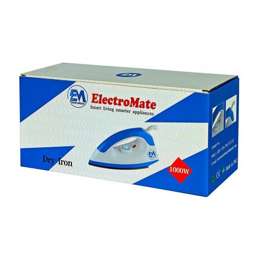Em Dry Iron Box 1000W with 5-Gear Temperature Control - Bluw/White IB01 (1YR WRTY)