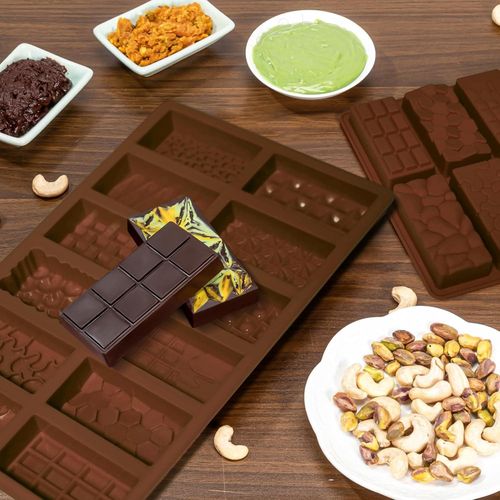 2 Pcs Creative Chocolate Molds with 100pc golden chocolate wrapping paper, Candy Bar Molds Silicone Deep Shapes, Silicone Molds for Wax Melts Non Stick Large