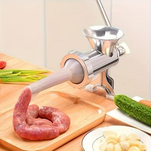 Manual Meat Grinder | Multi-Purpose Kitchen Tool for Vegetables and Meat, Processor with Table Clamp, Hand Crank, Non-Electric, Durable Copper Construction