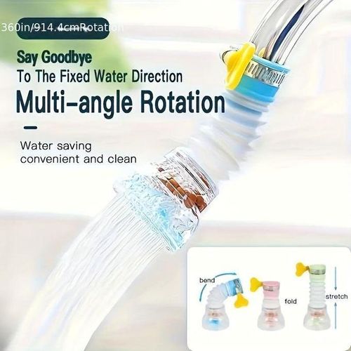Rotary Retractable 1 Piece Anti-Splash Faucet Mount Filter With Universal Connector Thread, Water