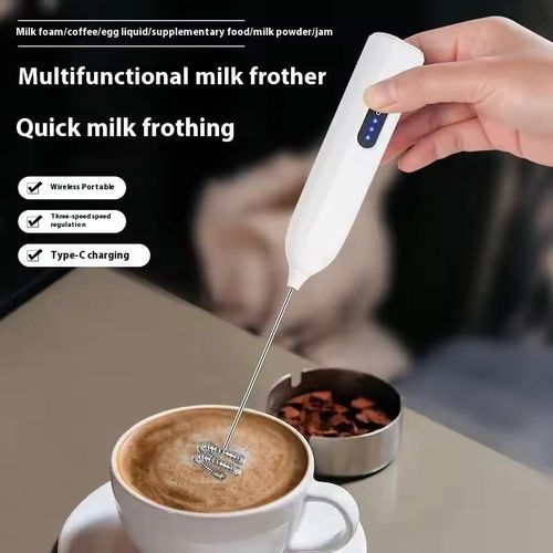 Rechargeable Hand-Held Electric Mixer USB Charge with 3 Speeds for Perfect Latte/Cappuccino Foam, Coffee