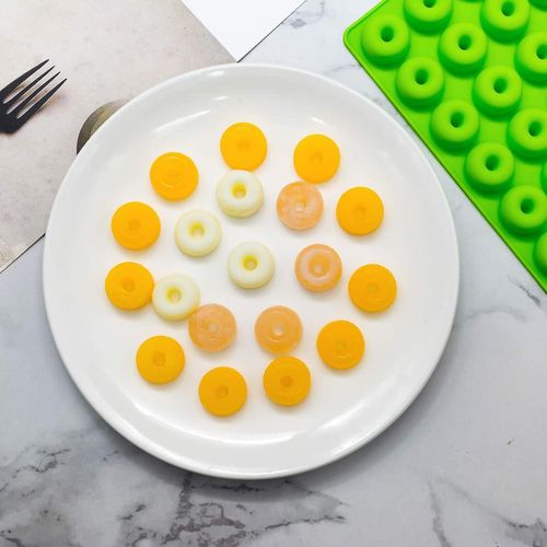 Silicone Bear Candy Molds with 2 Droppers, Non-Stick, Includes Mini Dinosaur, Bear, Hearts and Mini Donut, Set of 4