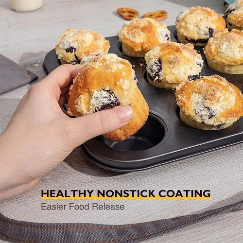 12-Cup Cupcake Non-stick Baking Pan Carbon Steel Muffin Tins Release Baking Pan