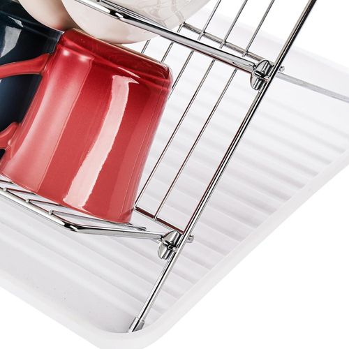 TodyJeyHo Collapsible Dish Drying Rack with Drip Tray  2 Tier Dish Drainer Rack