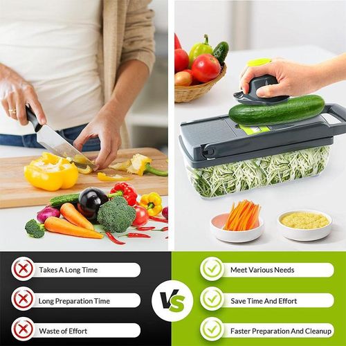 DONFANLIA 16-in-1 Vegetable Chopper Pro - Stainless Steel, BPA-Free, Mandoline Slicer &amp; Dicer Set with Drain Basket, Compact 13" Storage, Safe for Kids
