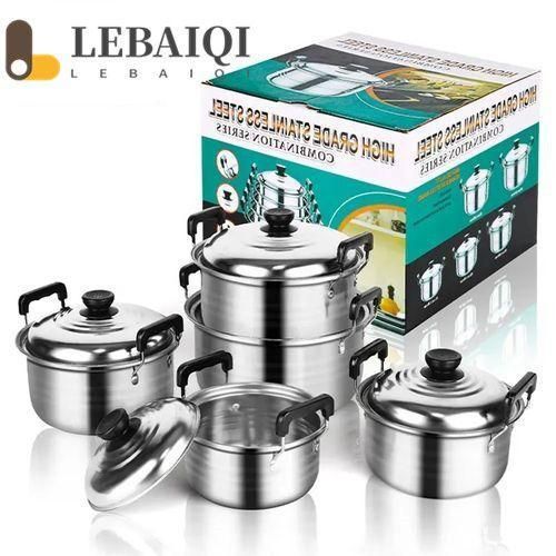 5-Piece Stainless Steel Cookware Set, Kitchen Cookware Set with Lids and Scald-Proof Handles, Suitable for All Stove Types Induction, Gas