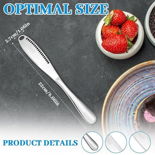 2 Pack Butter Spreader Knife – 3-in-1 Butter Curler, Slicer, and Spreader, Silver