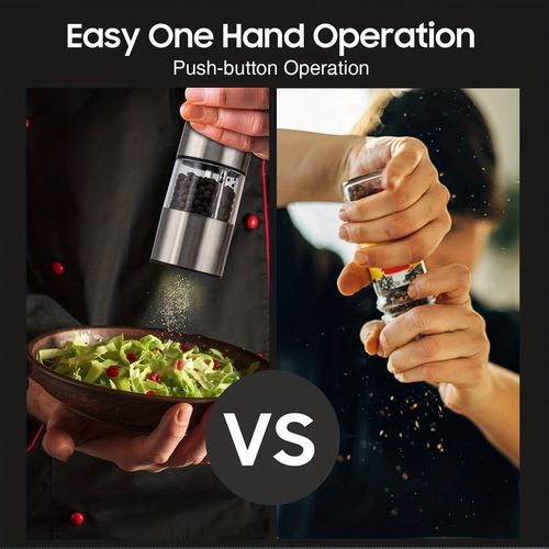 Electric Salt and Pepper Grinder Set Adjustable Coarseness Battery Powered Automatic Spice Mill