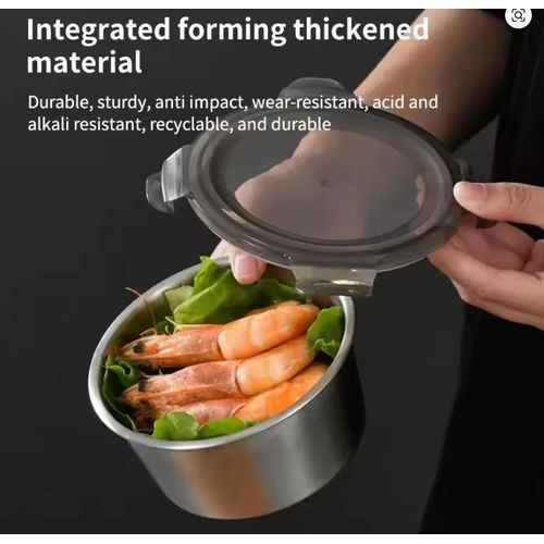 Three-piece stainless steel food storage container set, refrigerator airtight container, lunch box (300ml + 600ml + 1000ml)