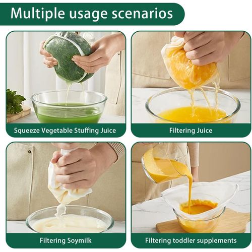 6PCS Cheese Cloths Bag For Straining, Nut Milk Bag - Reusable Straining Bags for Vegetable, Soy Milk, Dumpling Fillings,Squeeze Bags for Straining Oat Milk, Celery Juice Nut