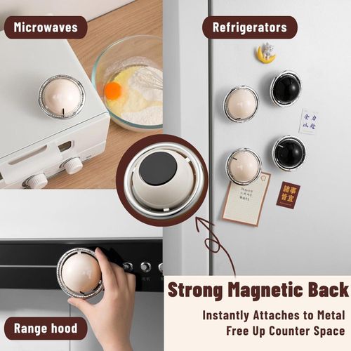 Planet-Shaped Mechanical Timer  No Batteries Needed  59-Minute Countdown  Magnetic Base  Multi-Purpose Kitchen, Study &amp; Classroom Timer (Black)